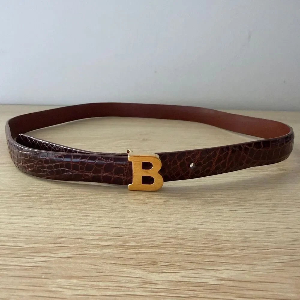 Bally Women’s Genuine Alligator Leather Skinny Belt 75